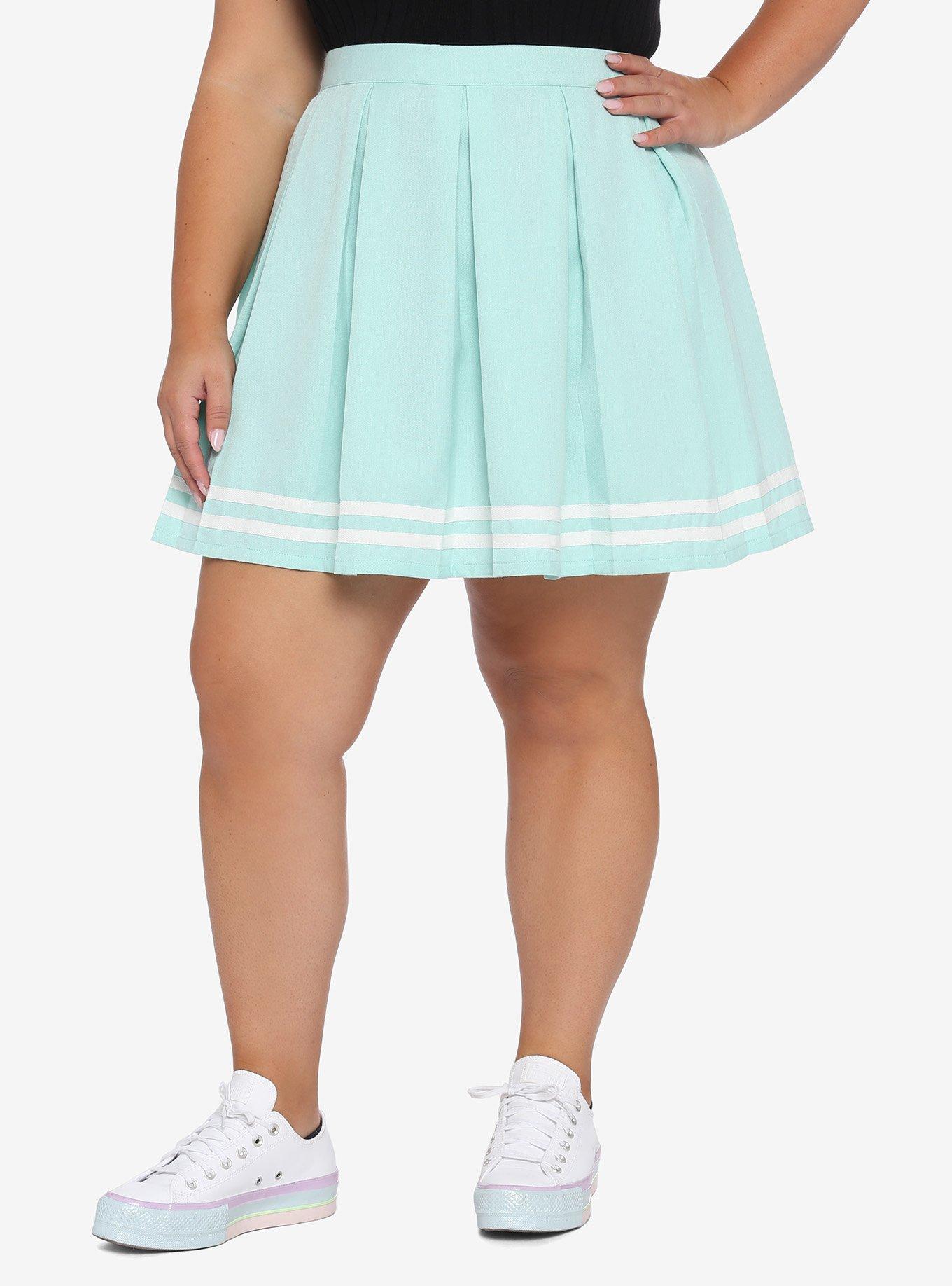 Mint Pleated Cheer Skirt Plus Size, MINT, hi-res