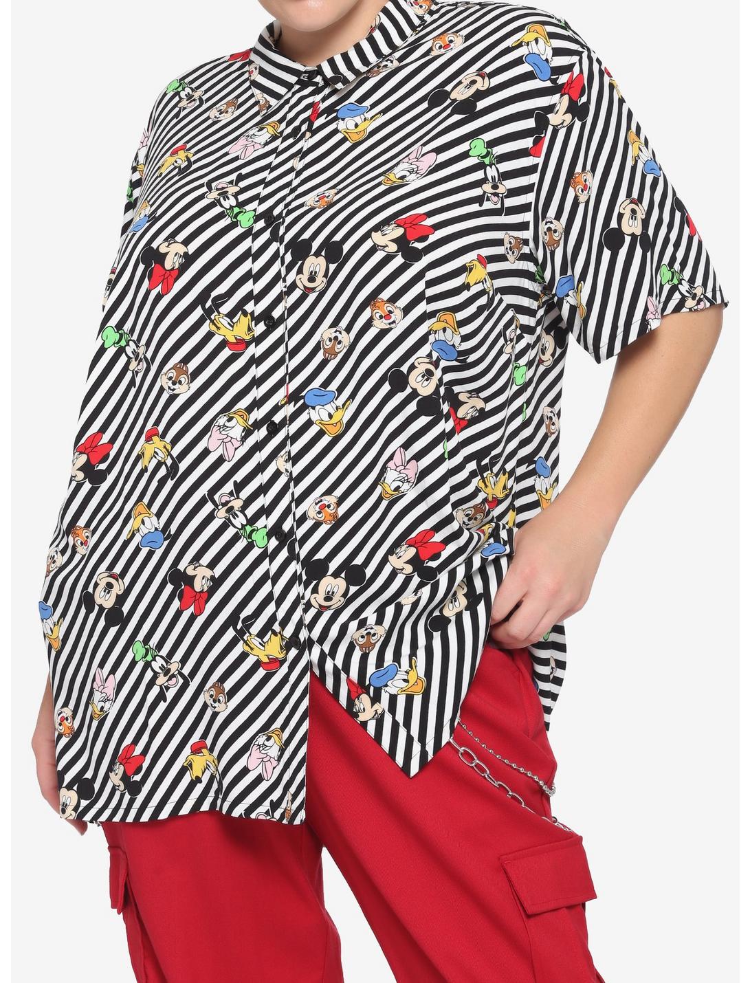 Disney Mickey & Friends Stripe Faces Girls Woven Button-Up Plus Size, MULTI, hi-res