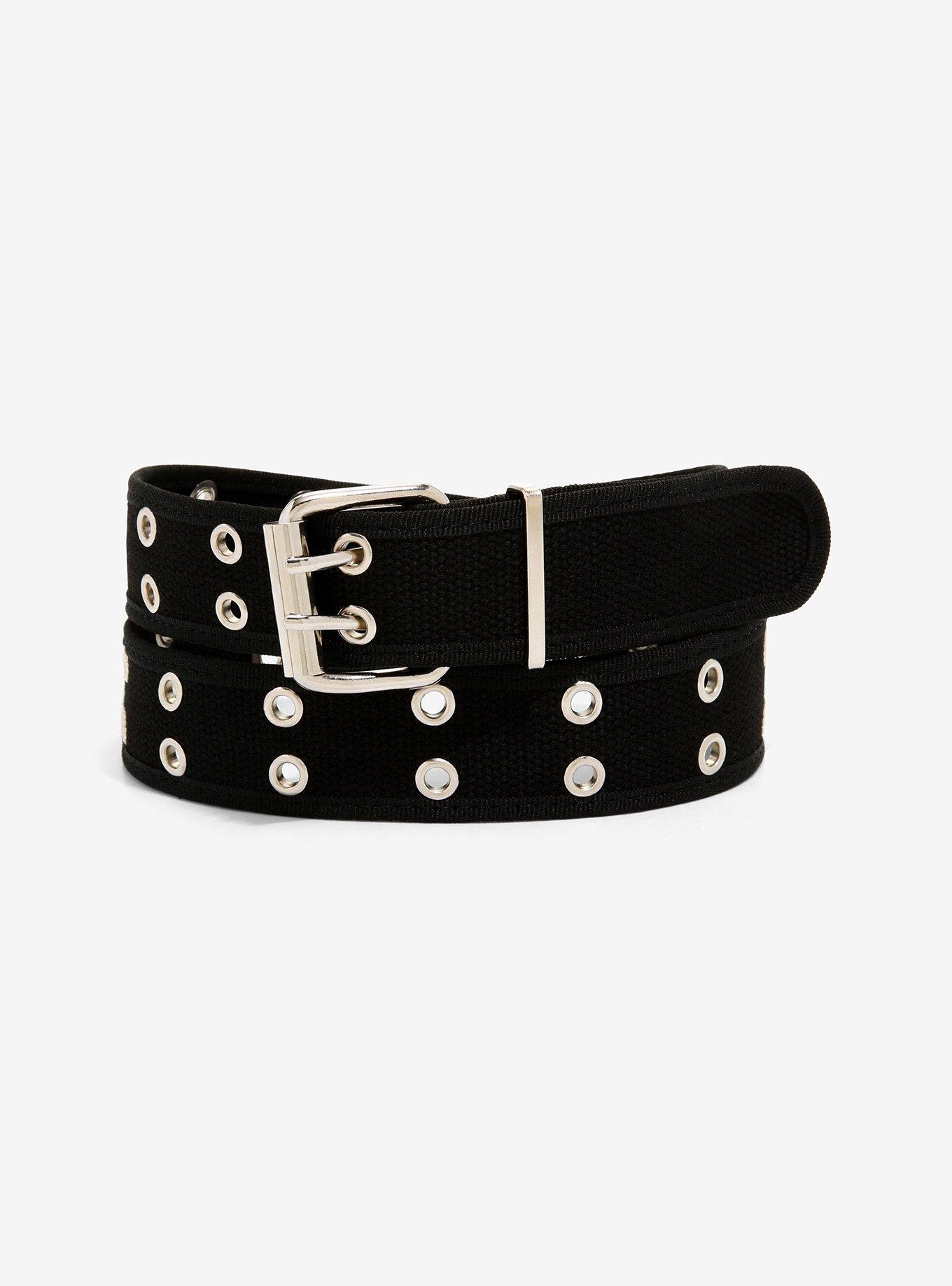 TwoRow Black & Silver Tone Grommet Belt Hot Topic