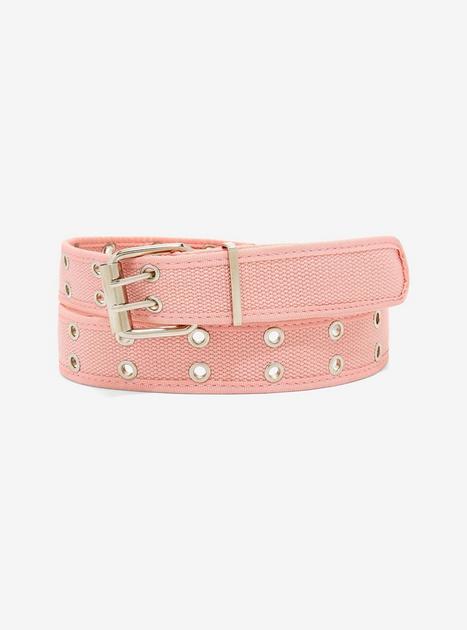Two-Row Pastel Pink Grommet Belt | Hot Topic