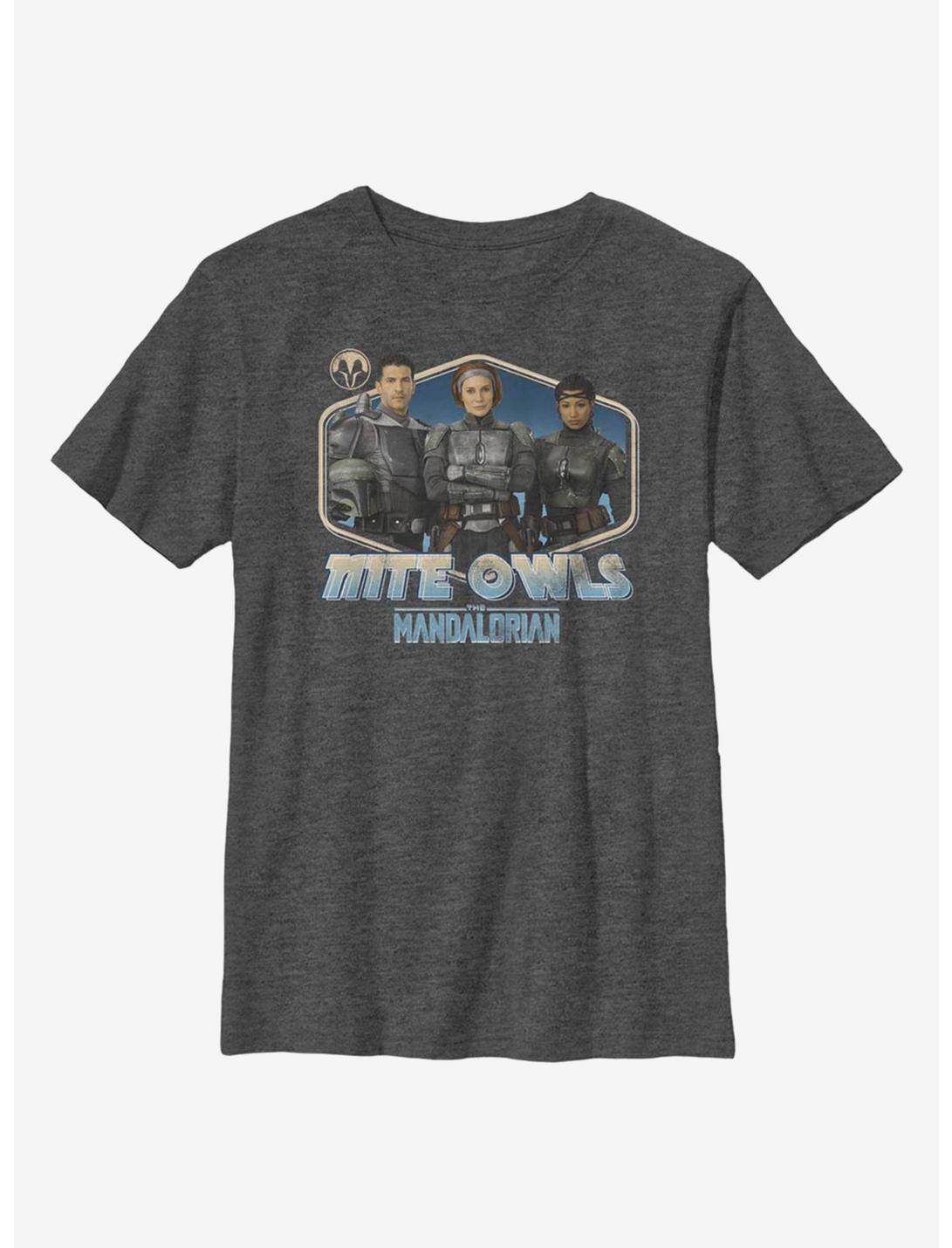 Star Wars The Mandalorian Nite Owls Youth T-Shirt, CHAR HTR, hi-res