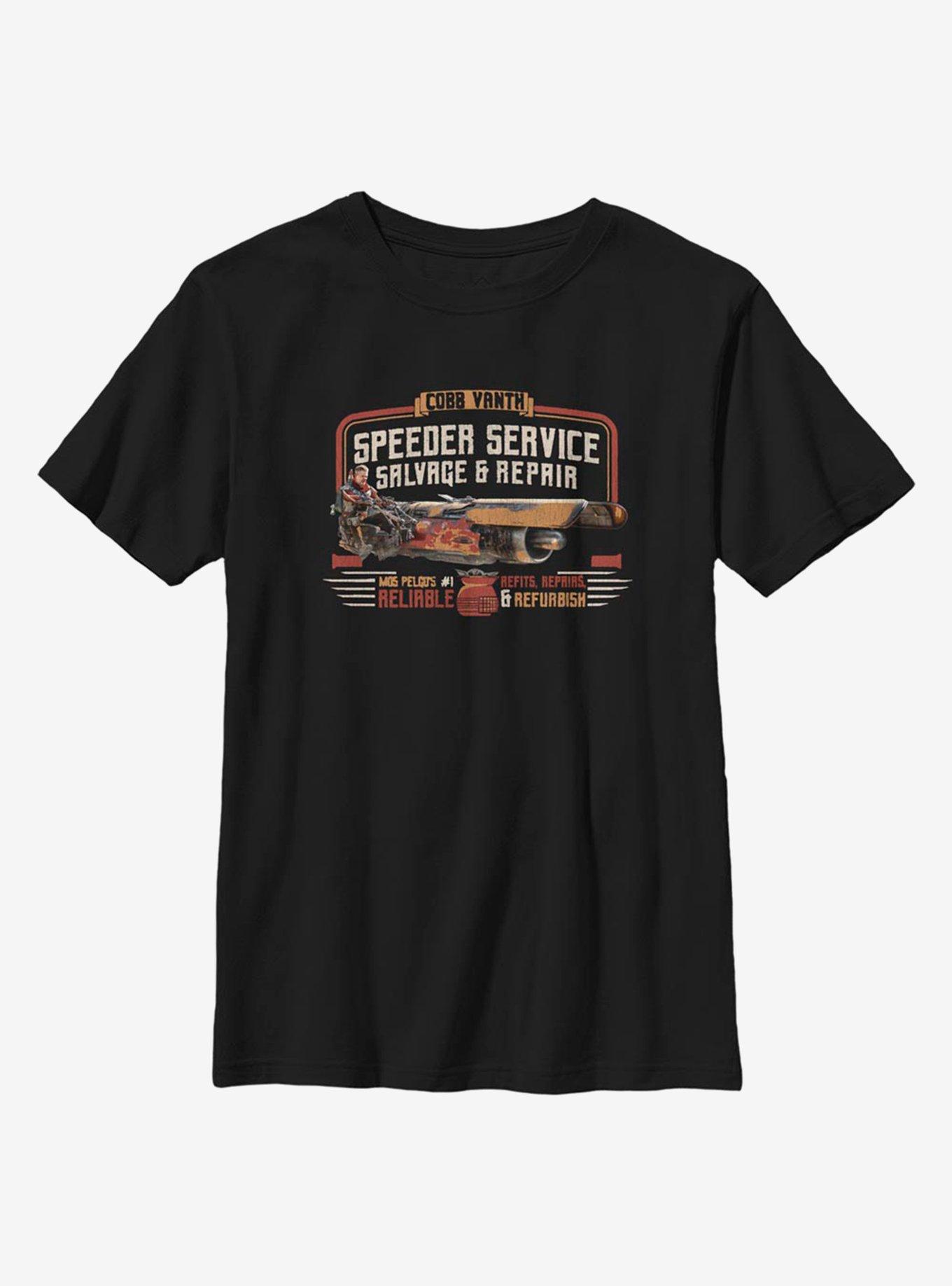 Star Wars The Mandalorian Vanth Speeder Service Youth T-Shirt, BLACK, hi-res