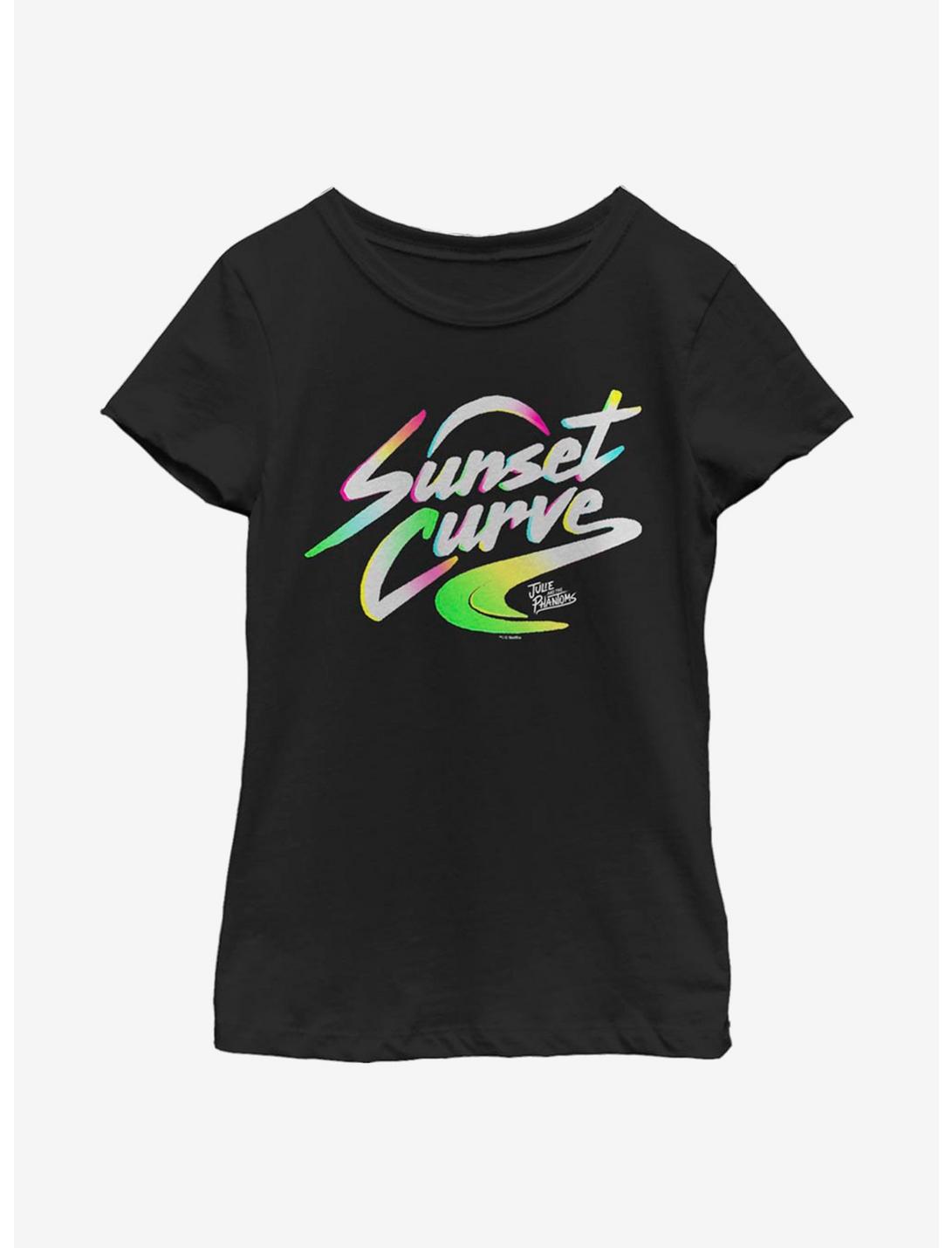 Julie And The Phantoms Sunset Curve Logo Youth Girls T-Shirt, BLACK, hi-res