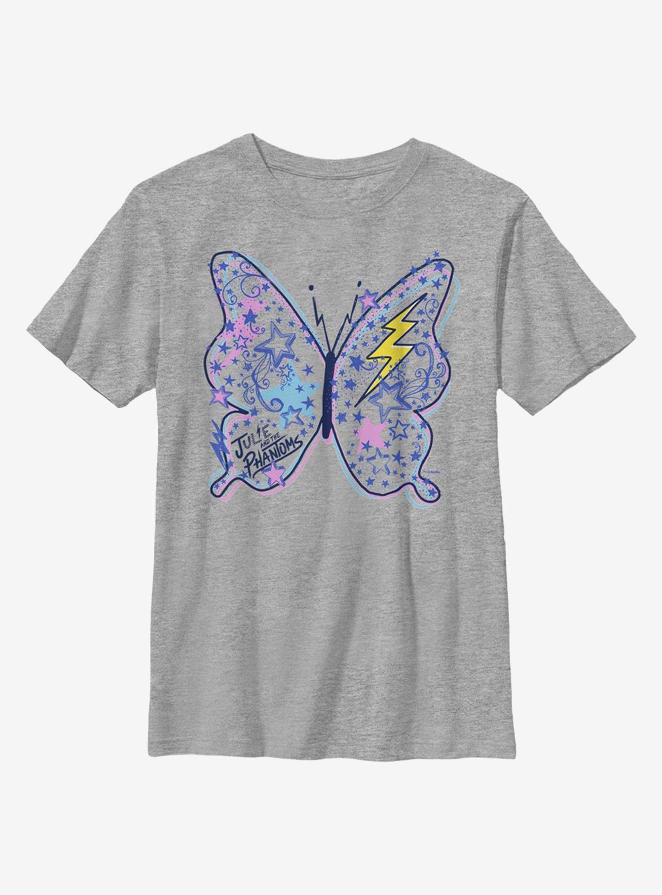 Julie And The Phantoms Butterfly Doodles Youth T-Shirt, ATH HTR, hi-res