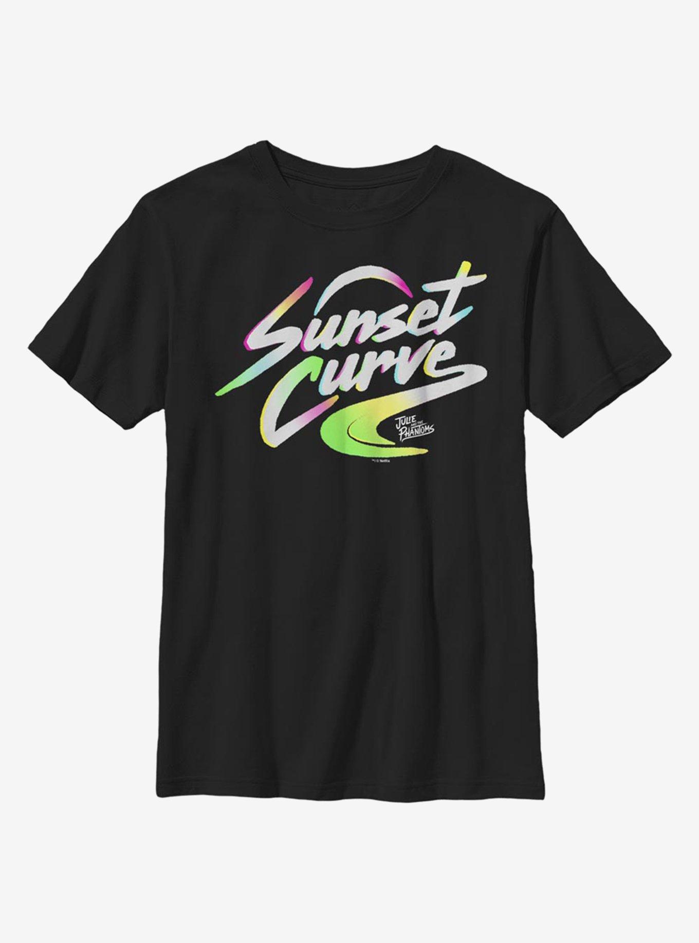 Julie And The Phantoms Sunset Curve Logo Youth T-Shirt, BLACK, hi-res