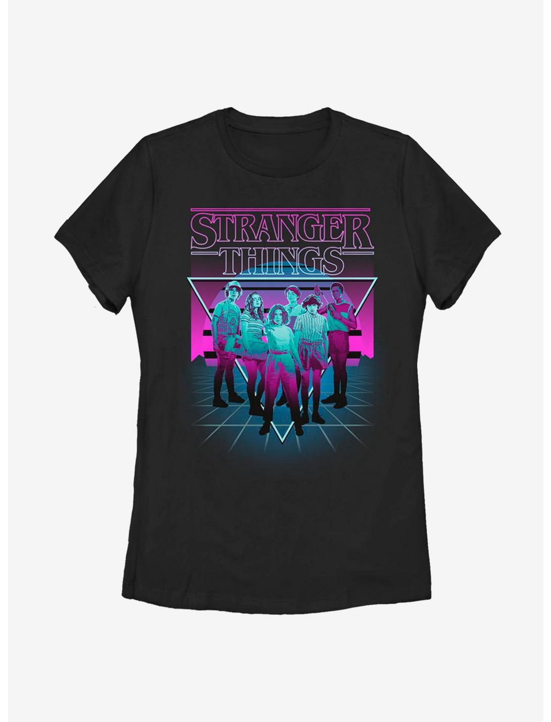 Stranger Things Neon Group Womens T-Shirt, BLACK, hi-res