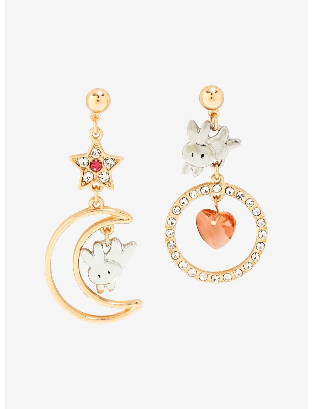 Sailor Moon Bunny Heart & Crescent Moon Earrings - BoxLunch Exclusive, , hi-res