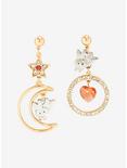 Sailor Moon Bunny Heart & Crescent Moon Earrings - BoxLunch Exclusive, , hi-res