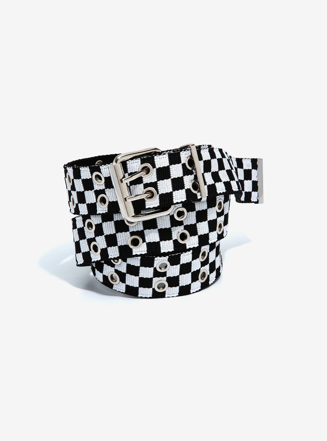 Checkered Woven Double Grommet Belt | Hot Topic