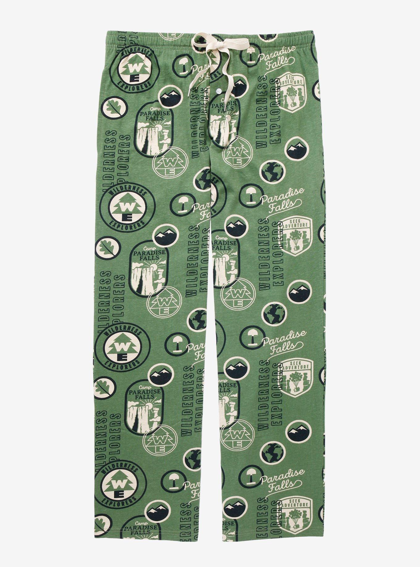Disney Pixar Up Wilderness Explorers & Paradise Falls Sleep Pants - BoxLunch Exclusive, OLIVE, hi-res