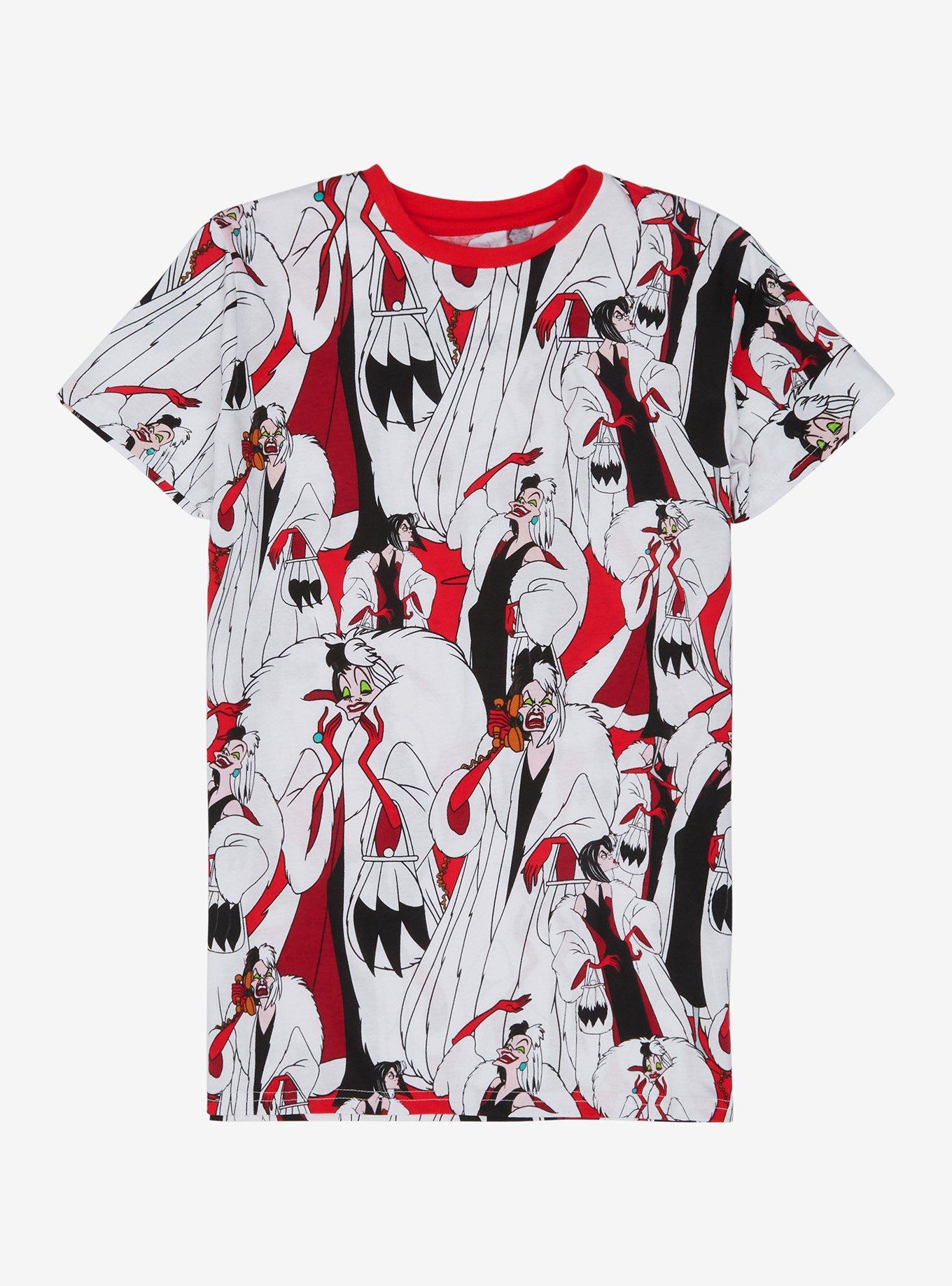 Disney One Hundred and One Dalmatians Cruella de Vil Allover Print T-Shirt, MULTI, hi-res