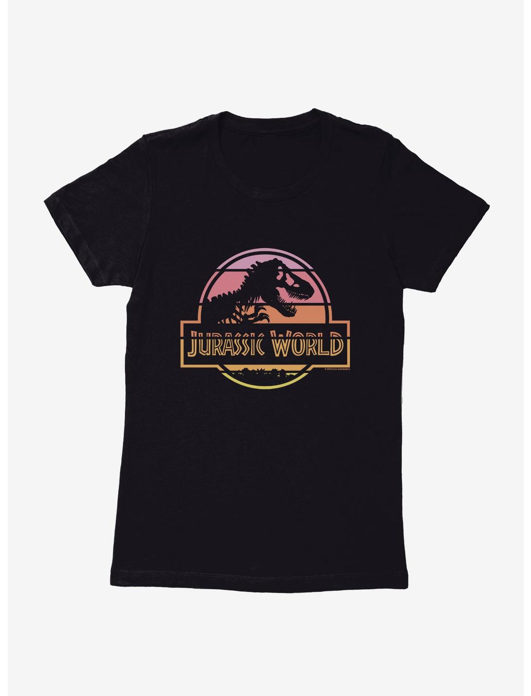 Jurassic World Pastel Sunset Logo Womens T-Shirt, BLACK, hi-res
