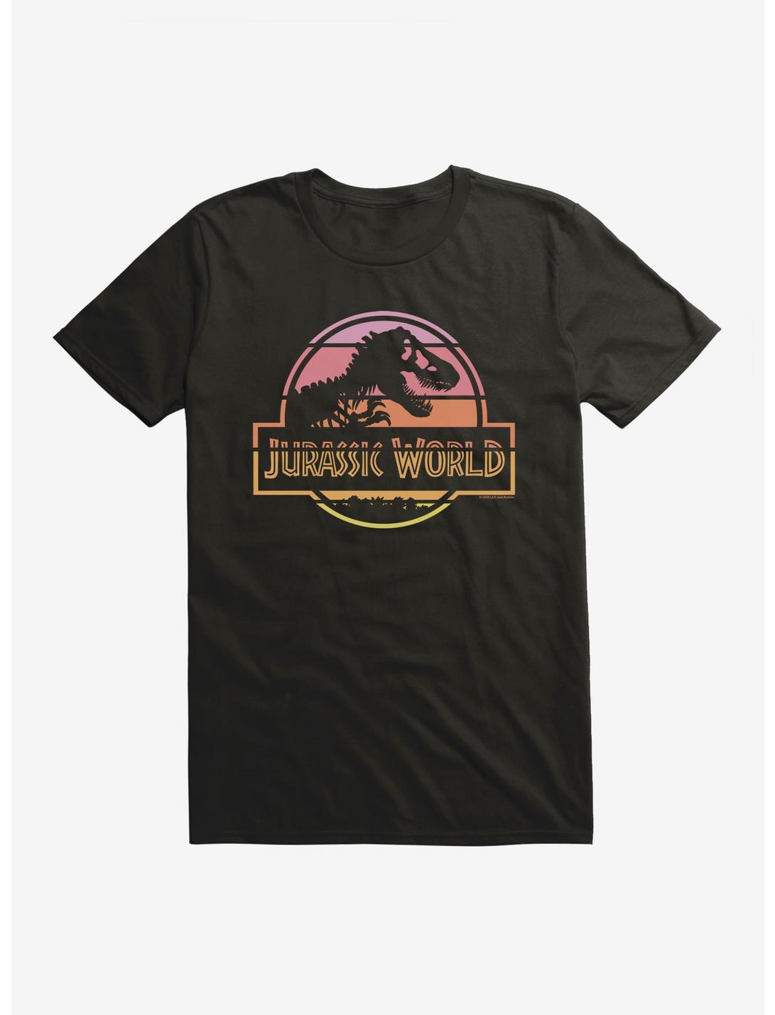 Jurassic World Pastel Sunset Logo T-Shirt, BLACK, hi-res