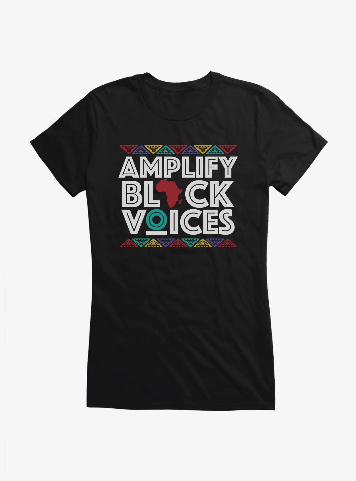 Black History Month Amplify Black Voices Text Girls T-Shirt, , hi-res