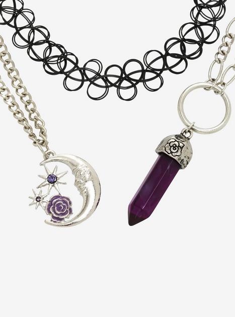 Floral Moon Crystal Necklace Set | Hot Topic