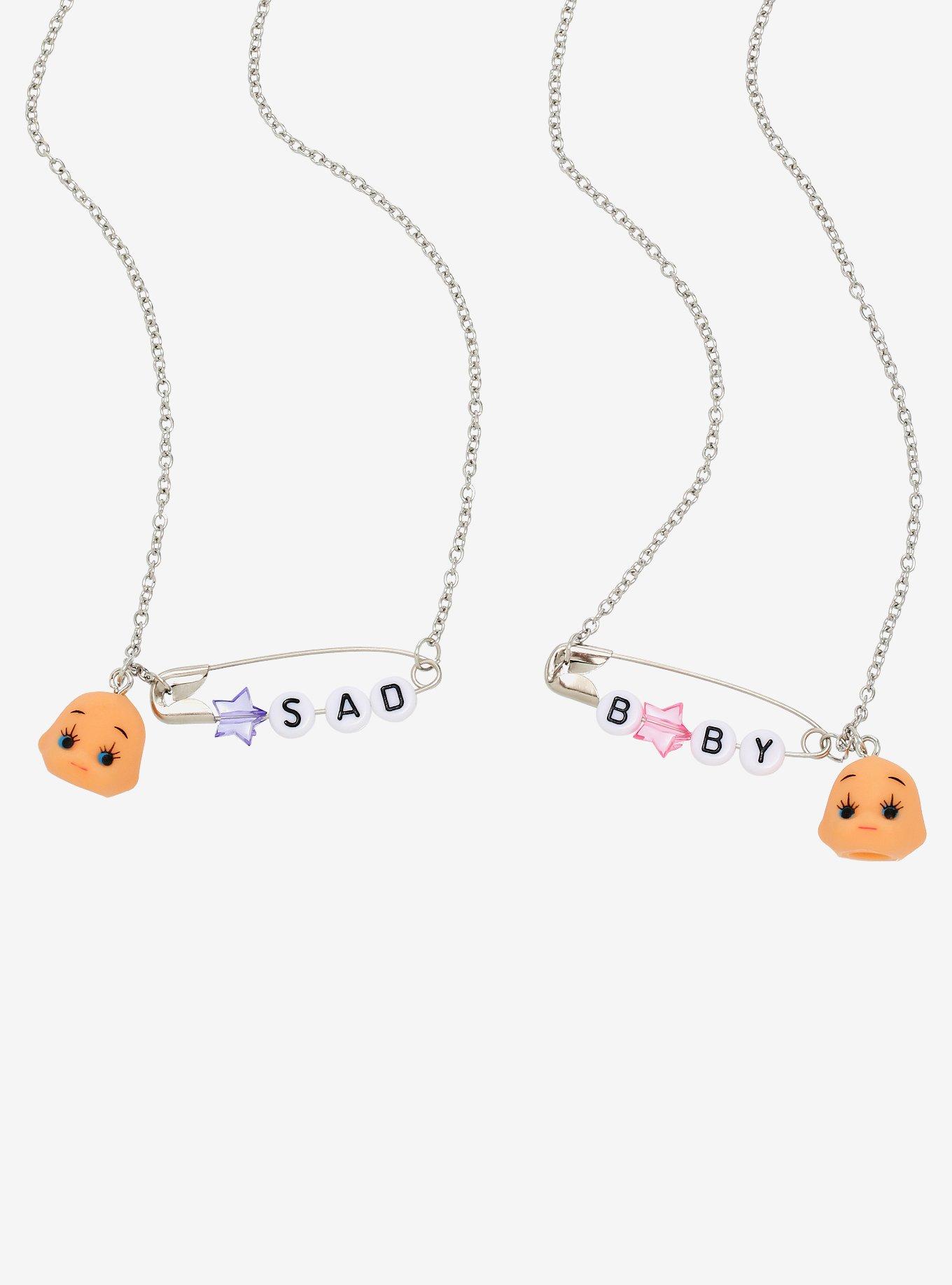 Sad Baby Safety Pin Best Friend Necklace Set, , hi-res