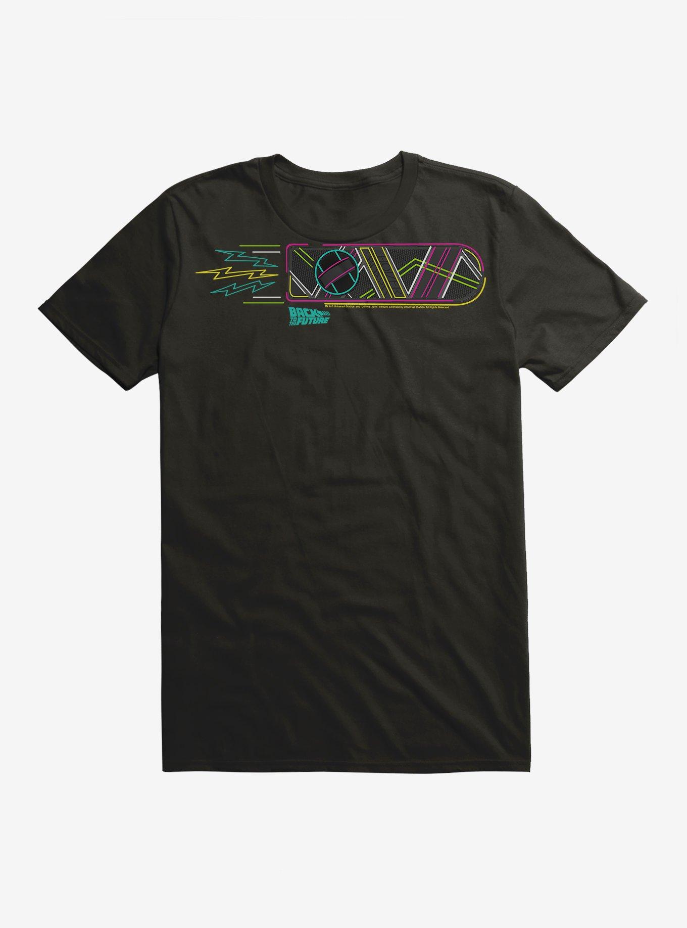 Back To The Future Neon Hoverboard T-Shirt, BLACK, hi-res