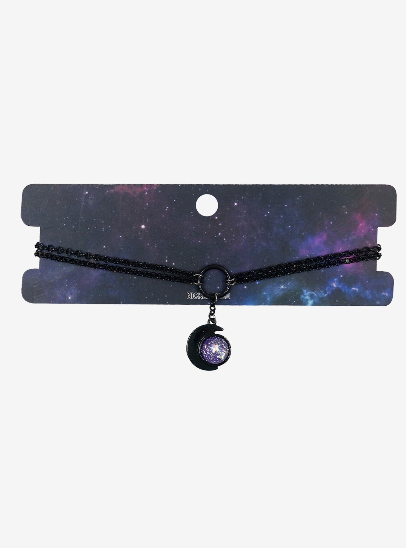 Black Moon Star O-Ring Chain Choker, , hi-res