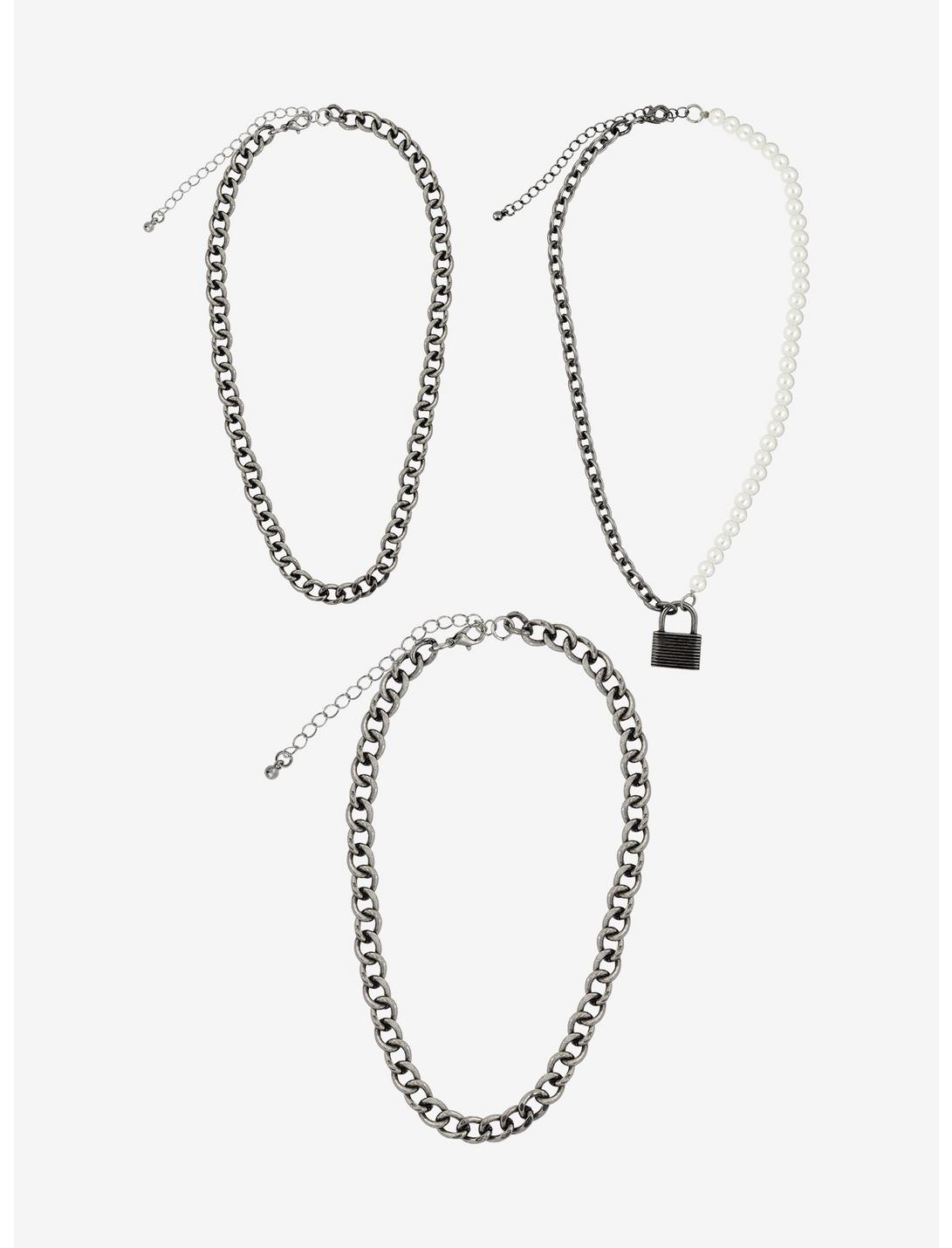 Padlock & Pearls Chain Necklace Set, , hi-res