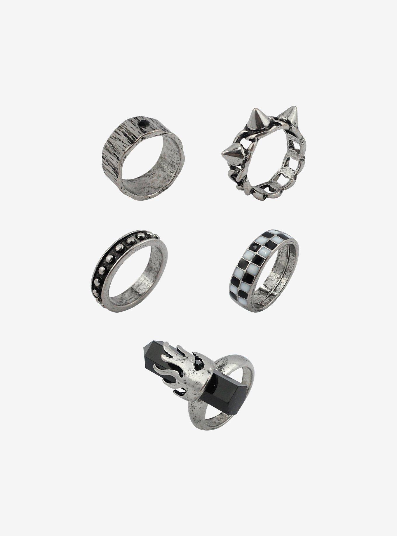 Flame Spike Crystal Ring Set | Hot Topic