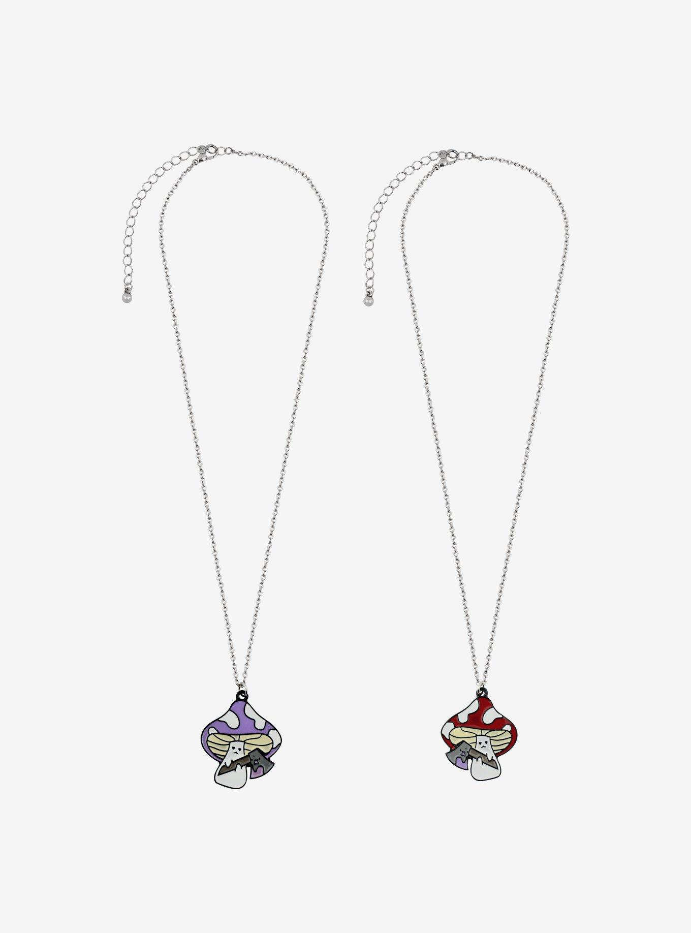 Mushroom & Axolotl Knife Best Friend Necklace Set