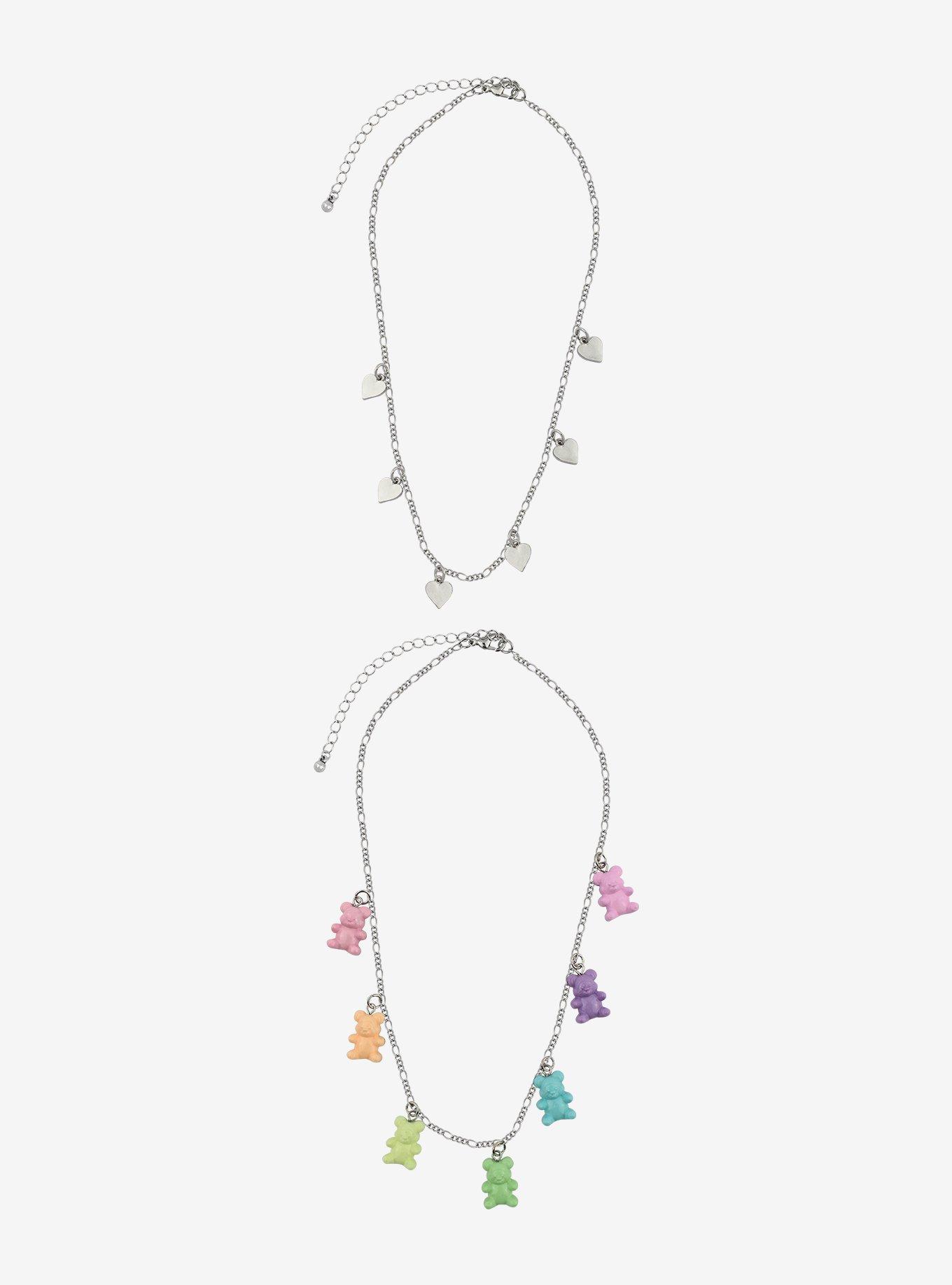 Pastel Candy Bear Heart Necklace Set, , hi-res