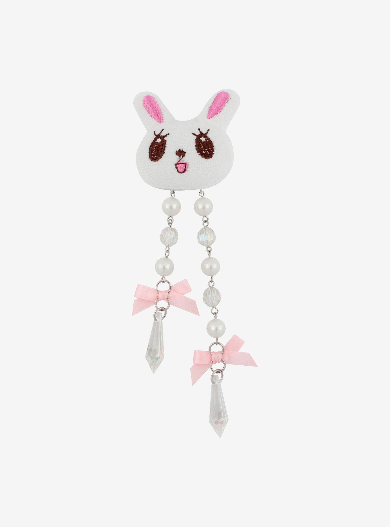Bunny Dangling Bow Hair Clip, , hi-res