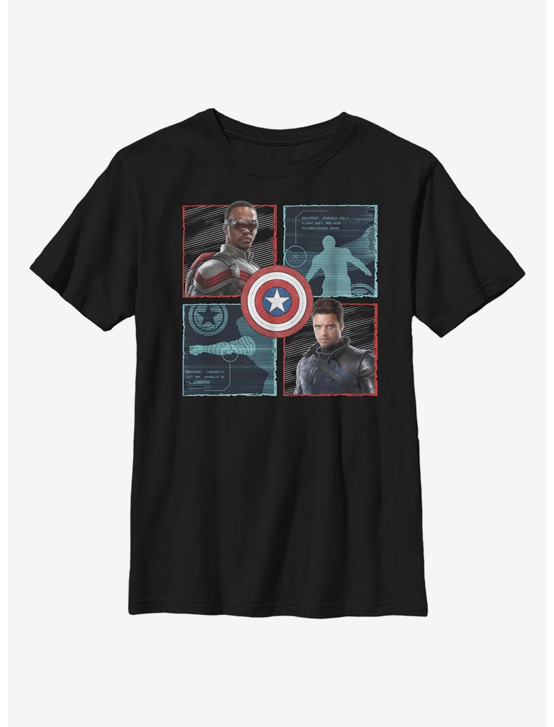 Marvel The Falcon And The Winter Soldier Hero Box Up Youth T-Shirt, BLACK, hi-res