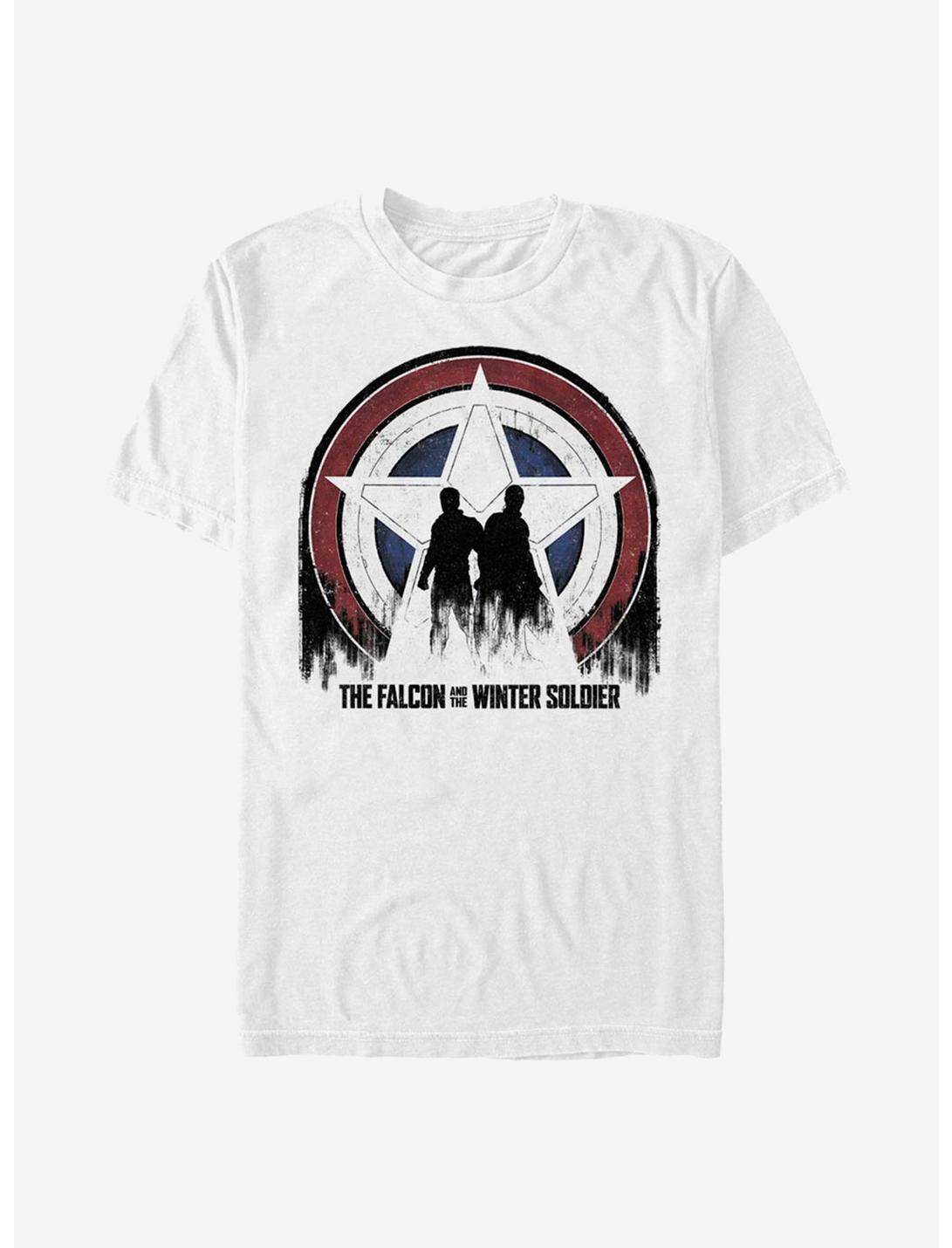Marvel The Falcon And The Winter Soldier Silhouette Shield T-Shirt, WHITE, hi-res