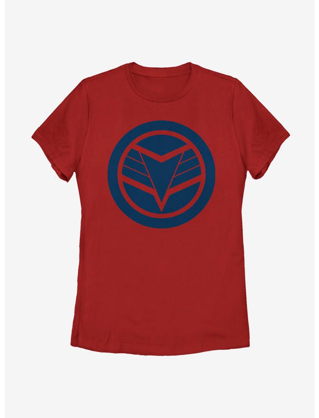 Marvel The Falcon And The Winter Soldier Blue Shield Womens T-Shirt, RED, hi-res
