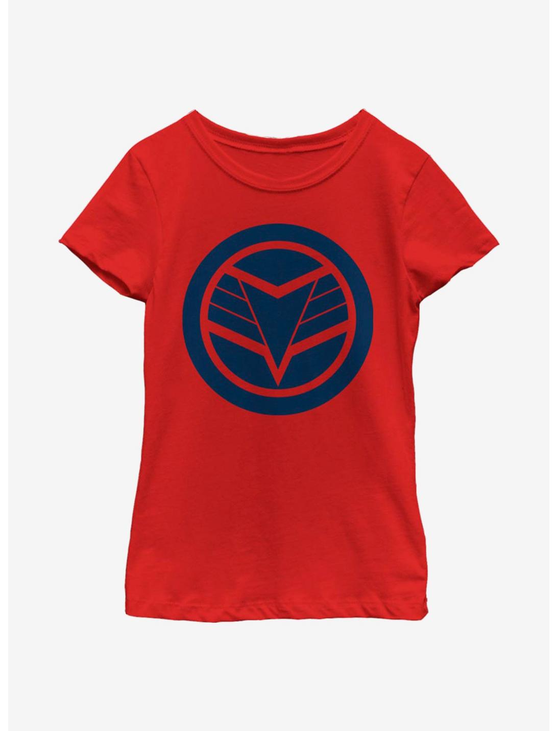Marvel The Falcon And The Winter Soldier Blue Shield Youth Girls T-Shirt, RED, hi-res