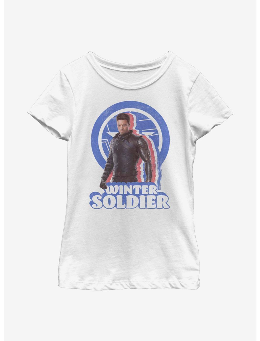 Marvel The Falcon And The Winter Soldier Distressed Bucky Youth Girls T-Shirt, WHITE, hi-res