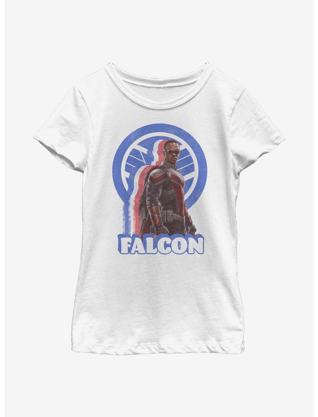 Marvel The Falcon And The Winter Soldier Distressed Falcon Youth Girls T-Shirt, WHITE, hi-res