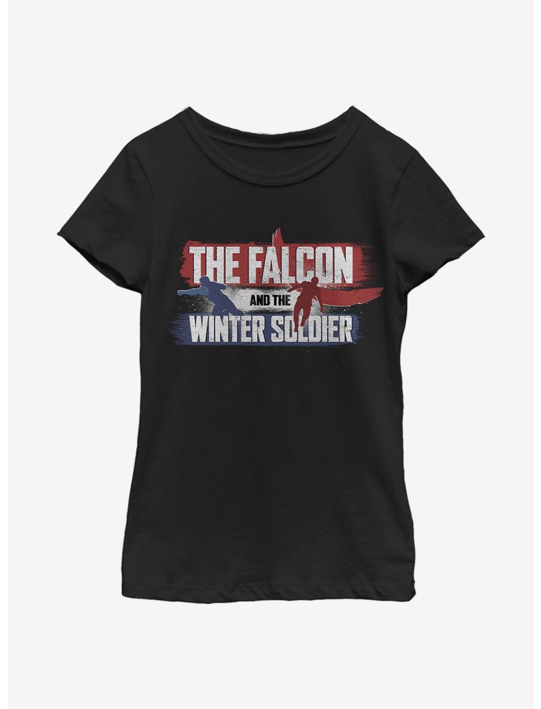 Marvel The Falcon And The Winter Soldier Spray Paint Youth Girls T-Shirt, BLACK, hi-res