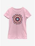 Marvel The Falcon And The Winter Soldier Wield Shield Youth Girls T-Shirt, PINK, hi-res