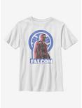 Marvel The Falcon And The Winter Soldier Distressed Falcon Youth T-Shirt, WHITE, hi-res