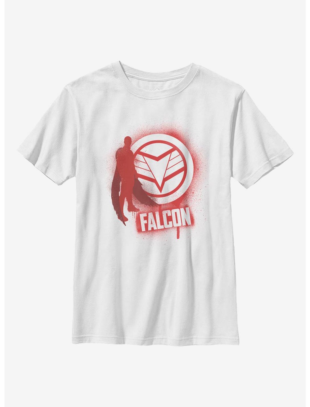 Marvel The Falcon And The Winter Soldier Falcon Spray Paint Youth T-Shirt, WHITE, hi-res