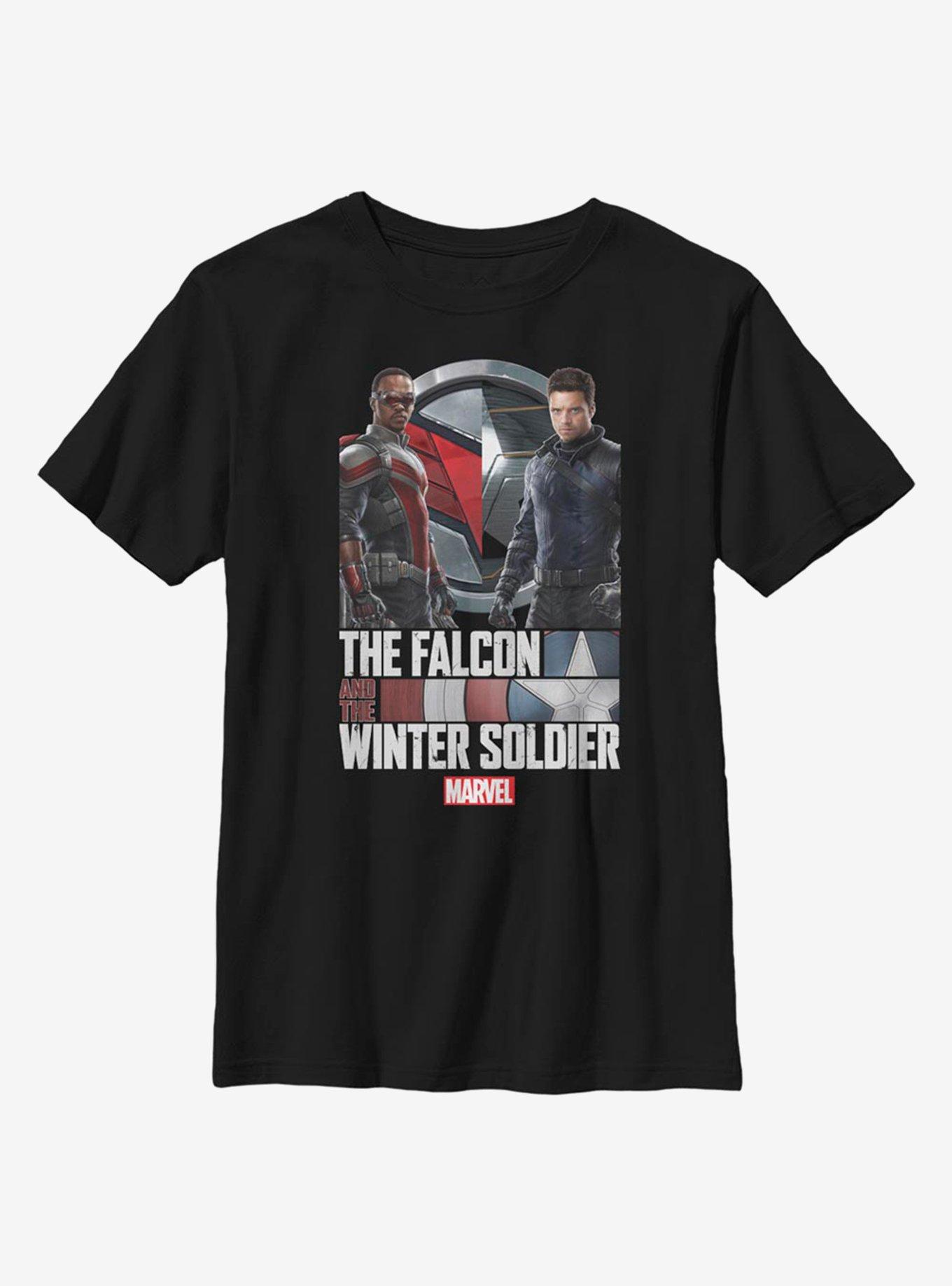Marvel The Falcon And The Winter Soldier Photo Real Youth T-Shirt, BLACK, hi-res