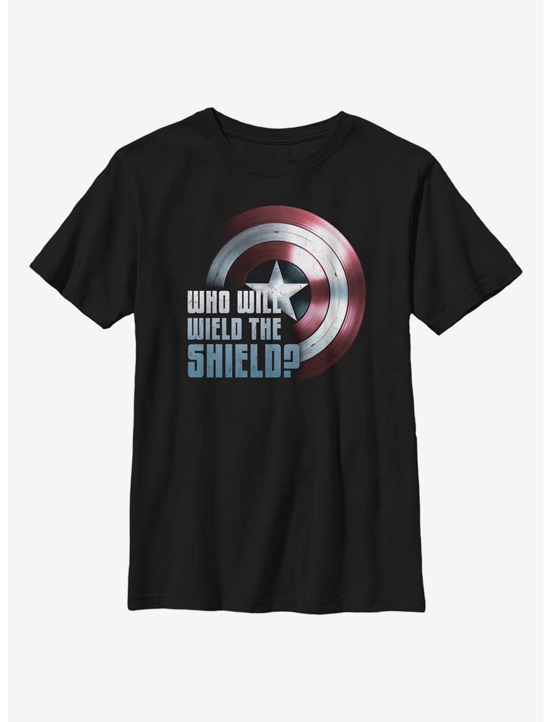 Marvel The Falcon And The Winter Soldier Wielding The Shield Youth T-Shirt, BLACK, hi-res
