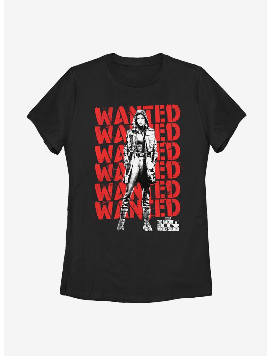 Marvel The Falcon And The Winter Soldier Wanted Repeating Red Womens T-Shirt, BLACK, hi-res