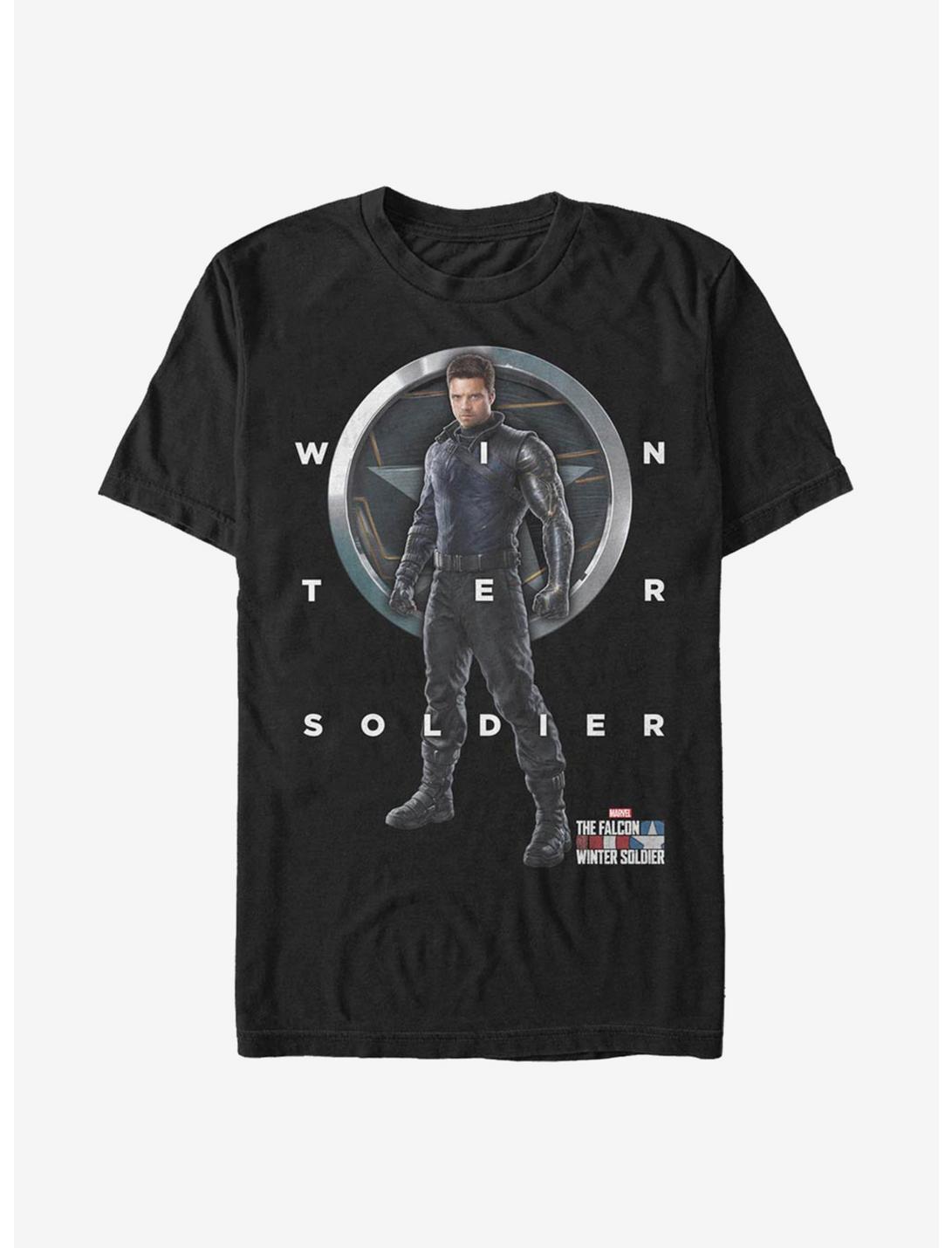 Marvel The Falcon And The Winter Soldier Grid Text T-Shirt, BLACK, hi-res