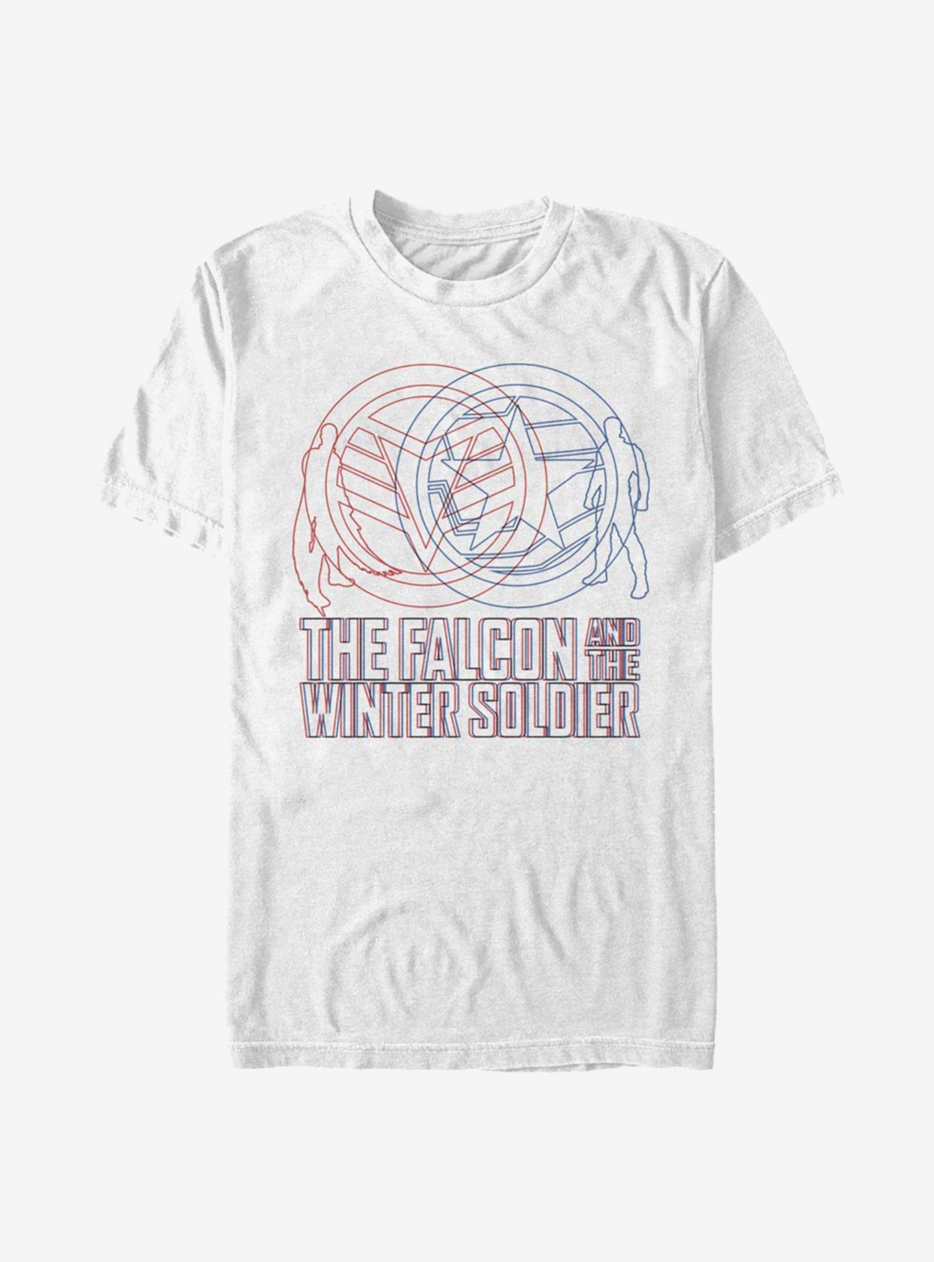 Marvel The Falcon And The Winter Soldier Red Blue Wireframe T-Shirt, , hi-res
