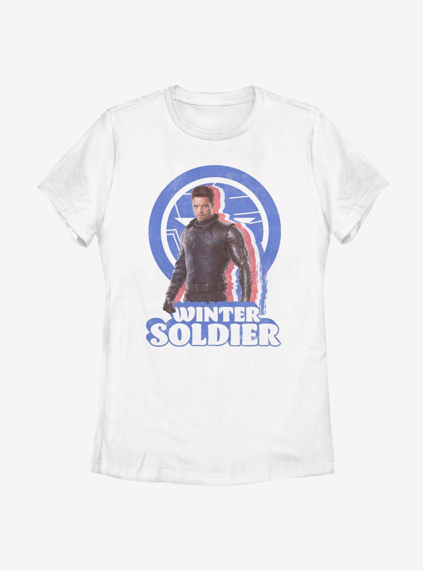 Marvel The Falcon And The Winter Soldier Distressed Bucky Womens T-Shirt, WHITE, hi-res