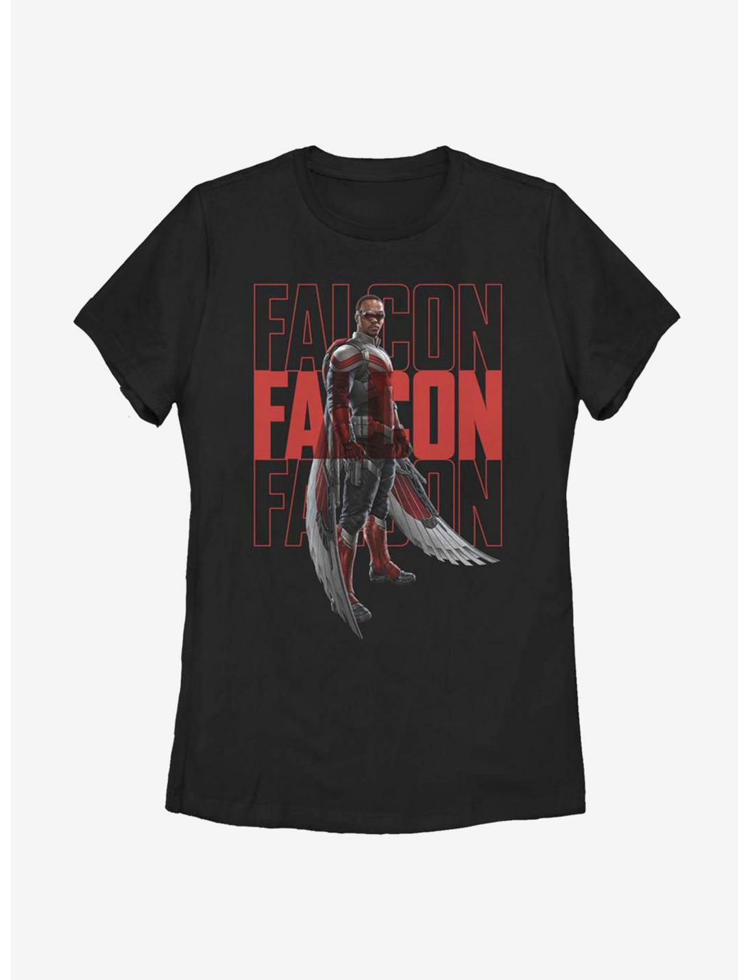 Marvel The Falcon And The Winter Soldier Falcon Repeating Womens T-Shirt, BLACK, hi-res
