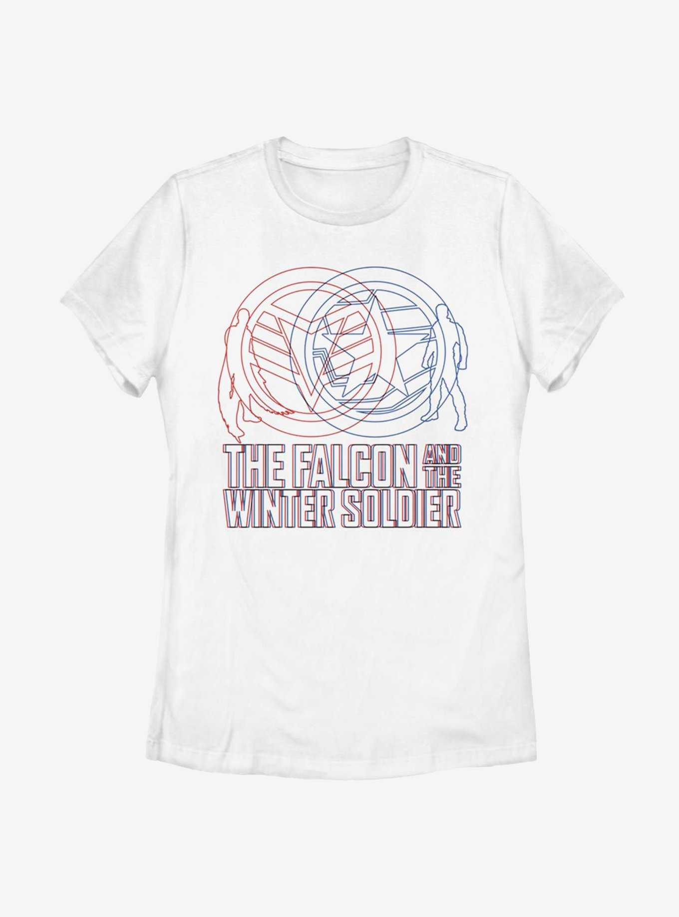 Marvel The Falcon And The Winter Soldier Red Blue Wireframe Womens T-Shirt, , hi-res
