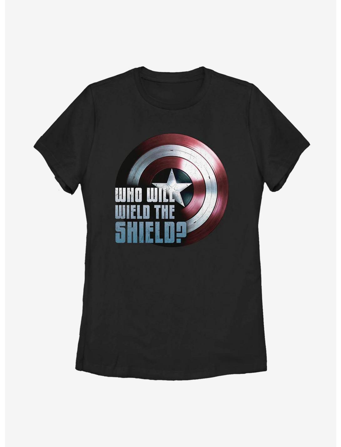 Marvel The Falcon And The Winter Soldier Wielding The Shield Womens T-Shirt, BLACK, hi-res