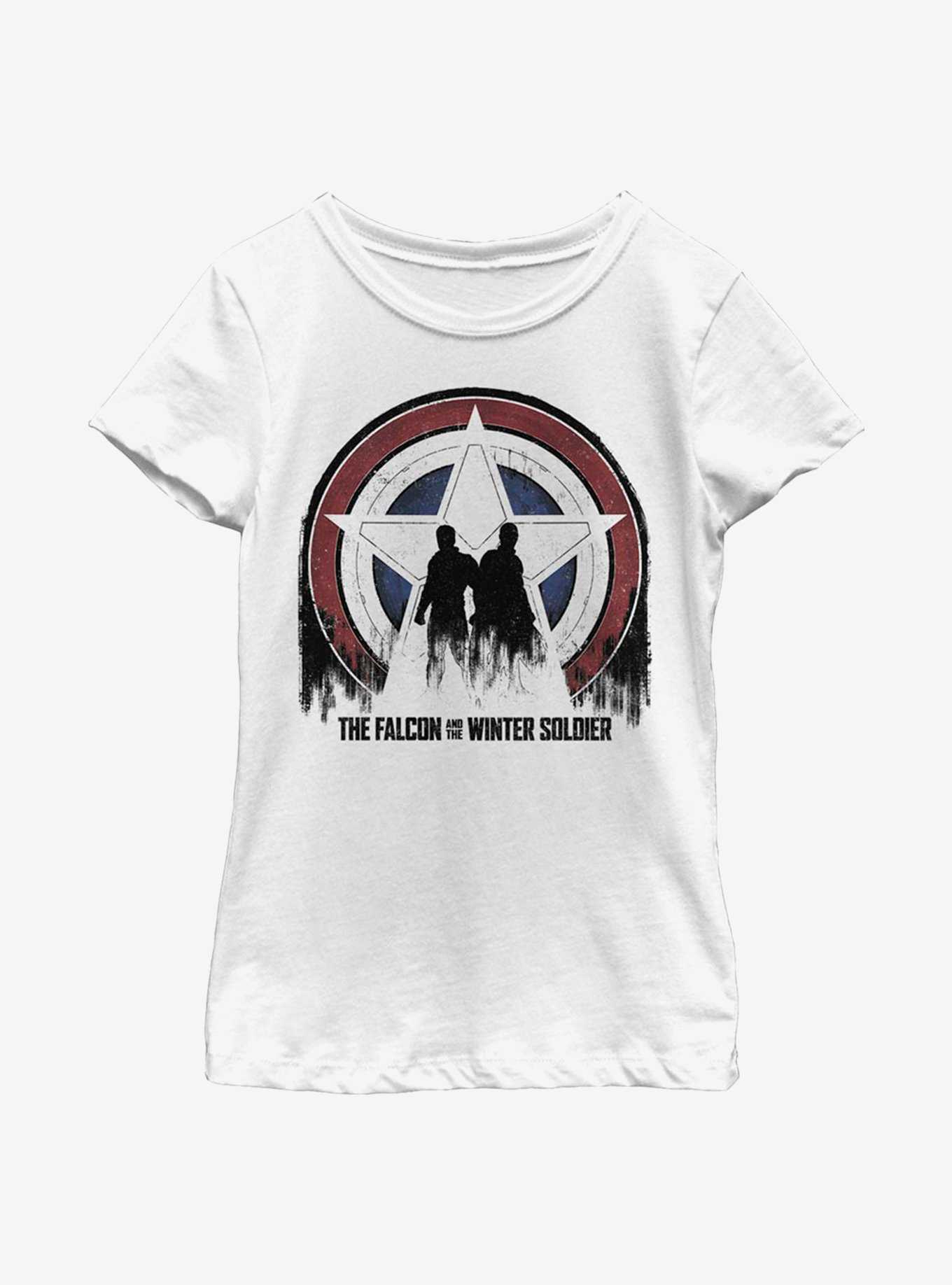 Marvel The Falcon And The Winter Soldier Silhouette Shield Youth Girls T-Shirt, , hi-res
