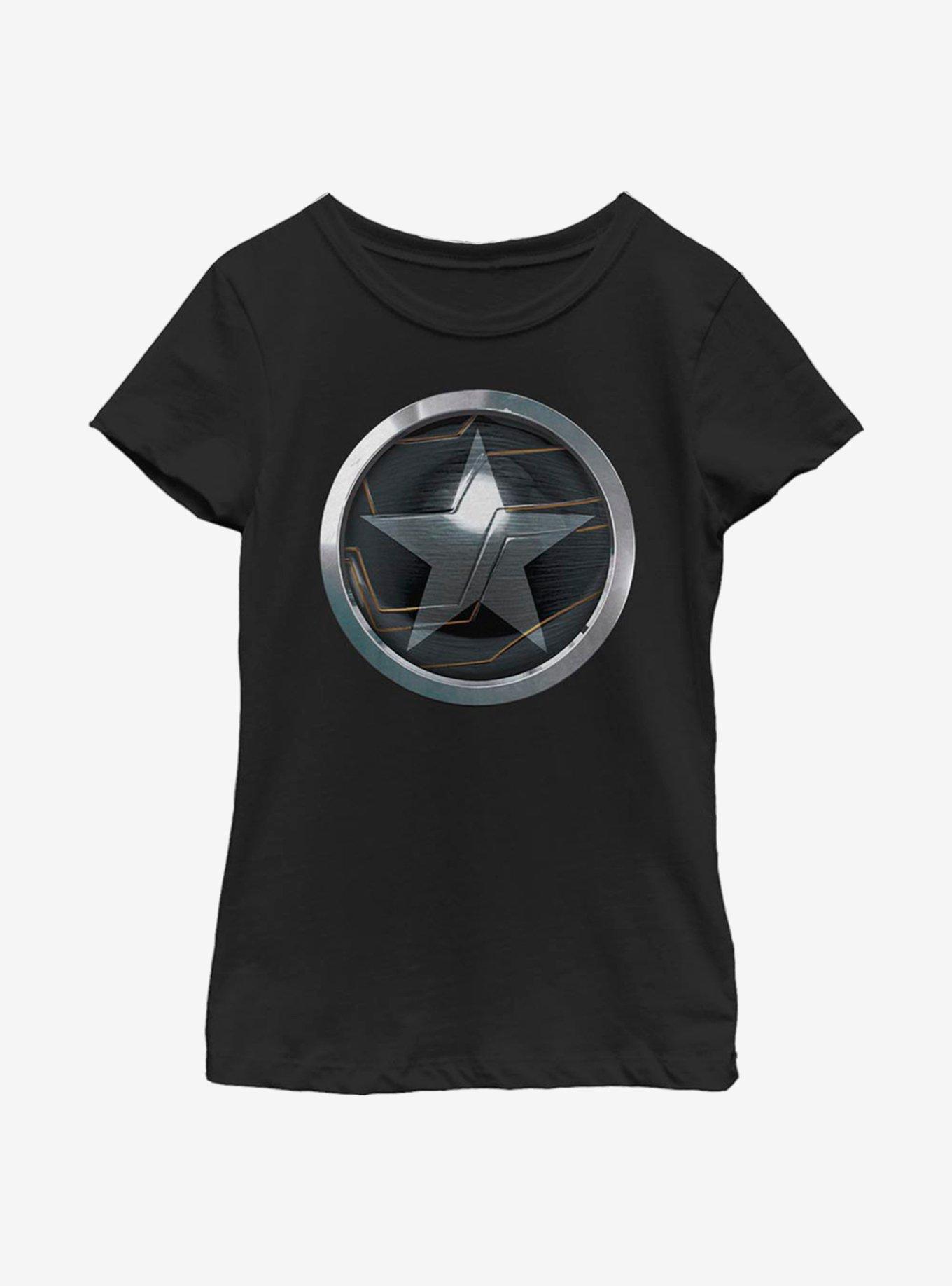 Marvel The Falcon And The Winter Soldier Logo Youth Girls T-Shirt, BLACK, hi-res