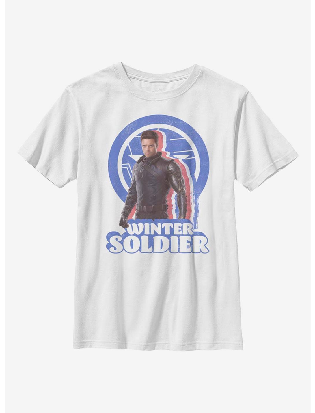 Marvel The Falcon And The Winter Soldier Distressed Bucky Youth T-Shirt, WHITE, hi-res