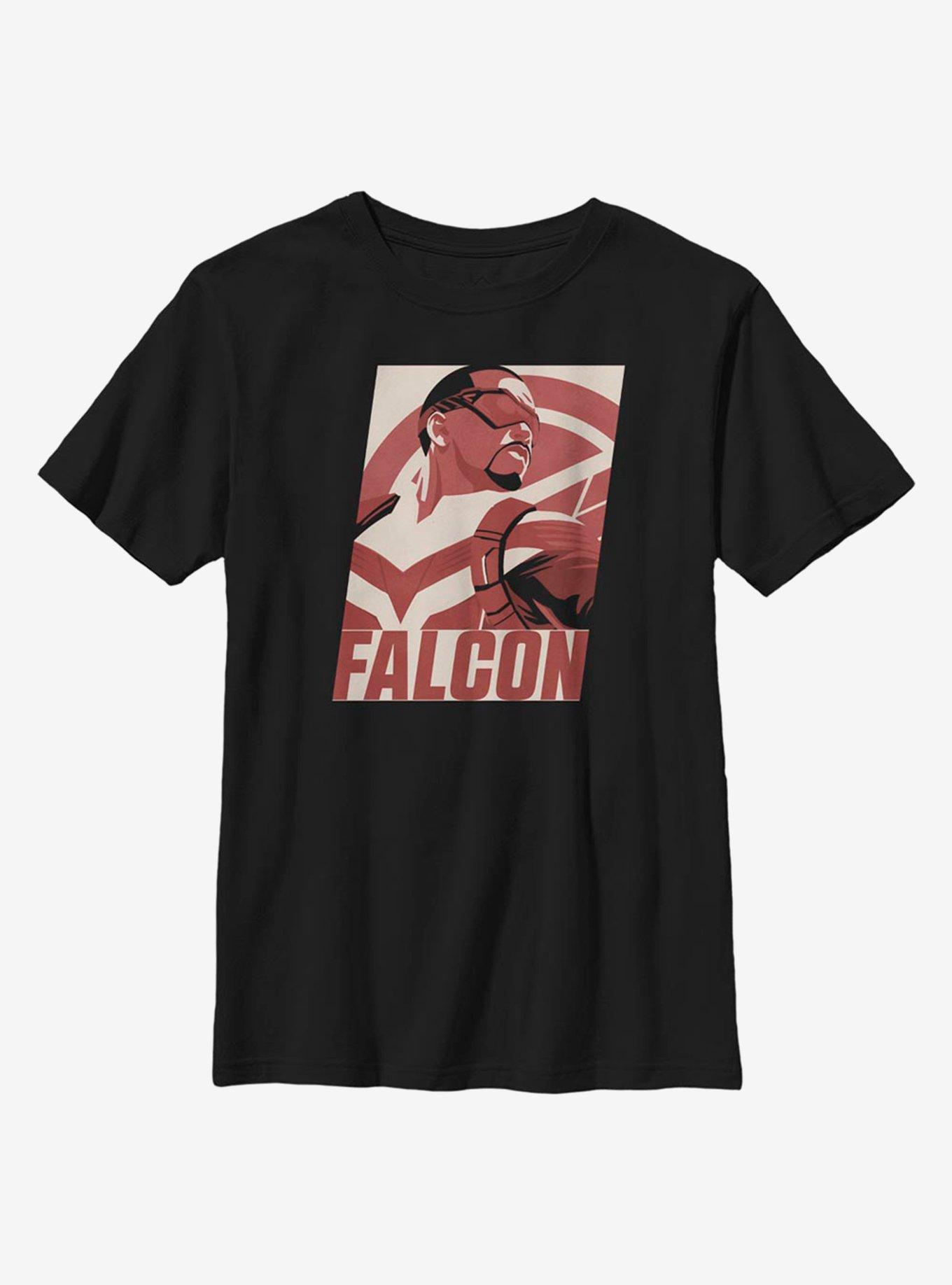 Marvel The Falcon And The Winter Soldier Falcon Poster Youth T-Shirt, BLACK, hi-res